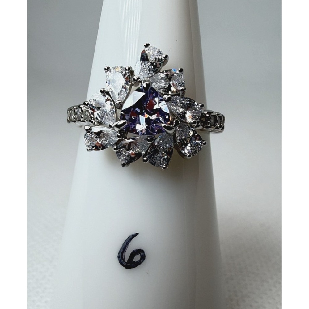 Ring Bomb Party RBP4510 Sterling Club Lavender CZ .925 Sterling Silver Ring 6